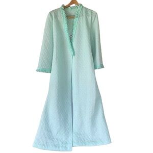 HEIRESS Vintage Robe Housecoat green quilted Light Weight  Women's small